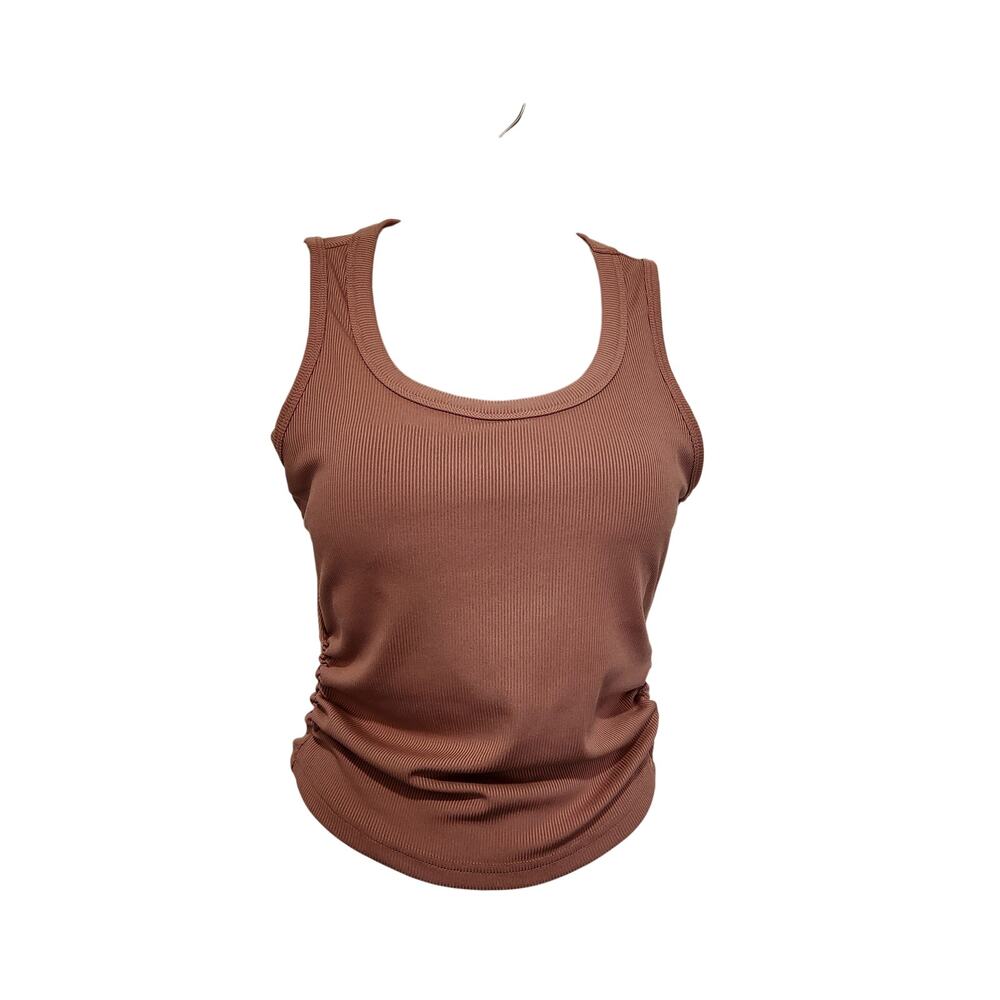 Unbranded Dusty Peach Knit Classic Sleeveless Scoop Neck Padded Tank Top Medium